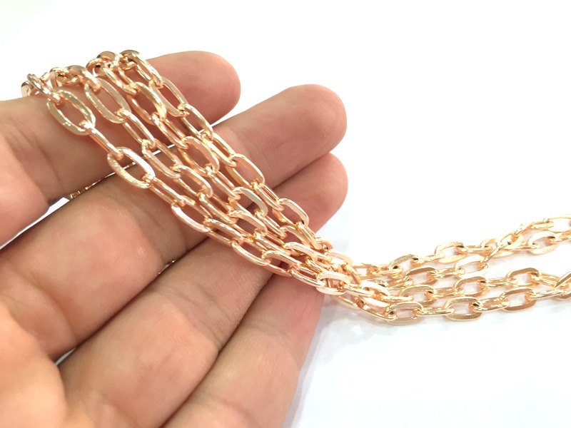 1mt Rose Gold Chain Rose Gold Plated Round Large Chain 10x6 mm - unsoldered 1 Meter - 3.3 Feet  G4352