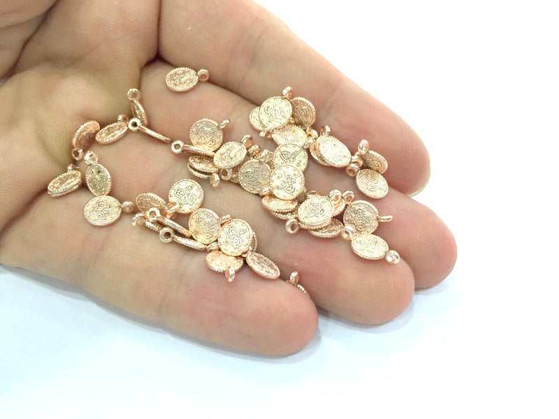 10 Rose Gold Ottoman Signature Charms , Rose Gold Plated 10 Pcs (8 mm)  G4357