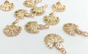 Rose Gold Charm Flower Charms , Rose Gold Plated Brass 2 Pcs (25x8 mm)  G4359