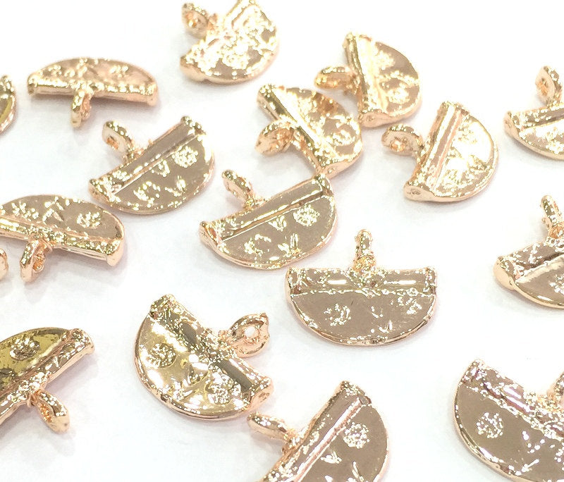 4 Rose Gold Charm Rose Gold Plated Brass Charms (13x16 mm)   G4360