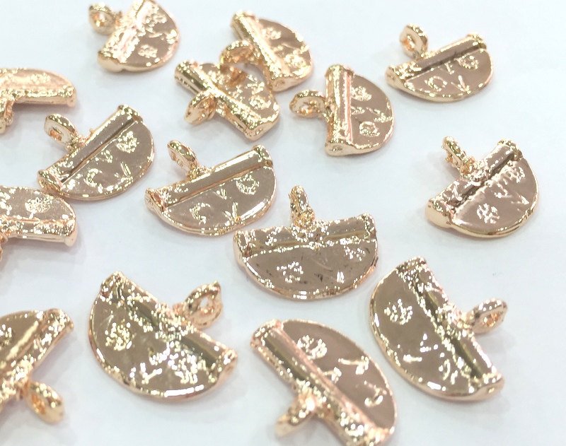 4 Rose Gold Charm Rose Gold Plated Brass Charms (13x16 mm)   G4360