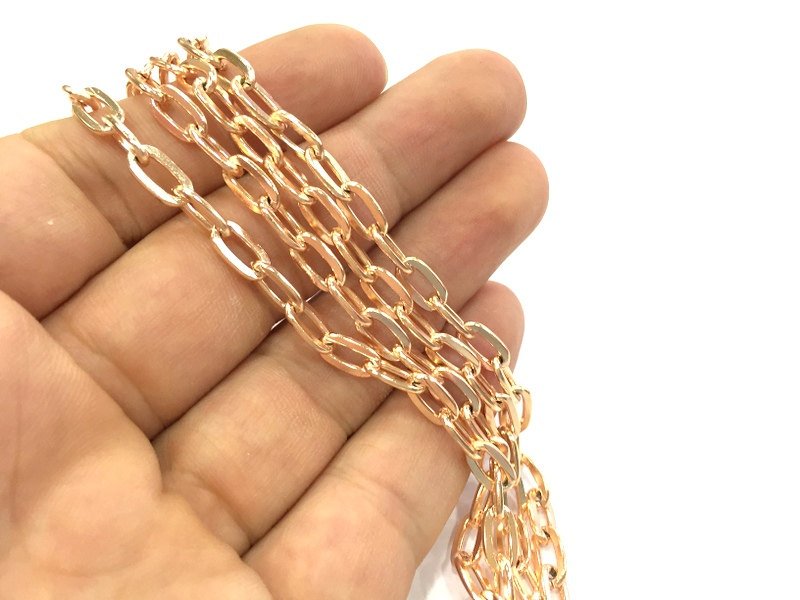 1mt Rose Gold Chain Rose Gold Plated Round Large Chain 10x6 mm - unsoldered 1 Meter - 3.3 Feet  G4352