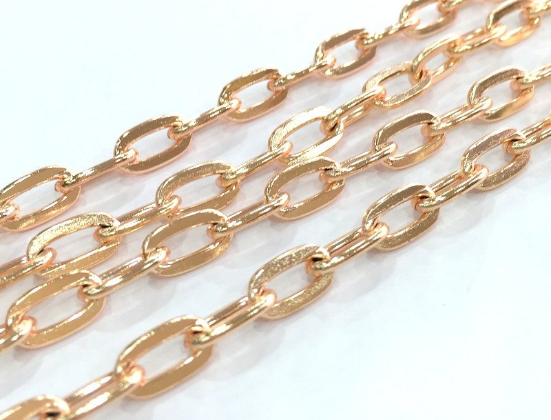 1mt Rose Gold Chain Rose Gold Plated Round Large Chain 10x6 mm - unsoldered 1 Meter - 3.3 Feet  G4352