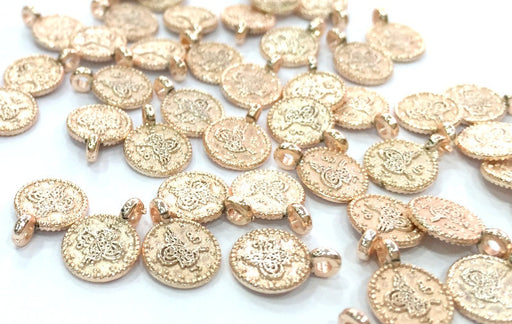 10 Rose Gold Ottoman Signature Charms , Rose Gold Plated 10 Pcs (8 mm)  G4357