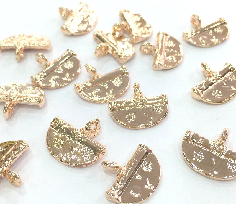 4 Rose Gold Charm Rose Gold Plated Brass Charms (13x16 mm)   G4360