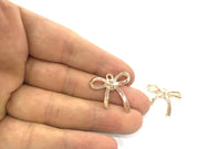 2 Rose Gold Ribbon Charms , Rose Gold Plated  2 Pcs (26x25 mm) G4366
