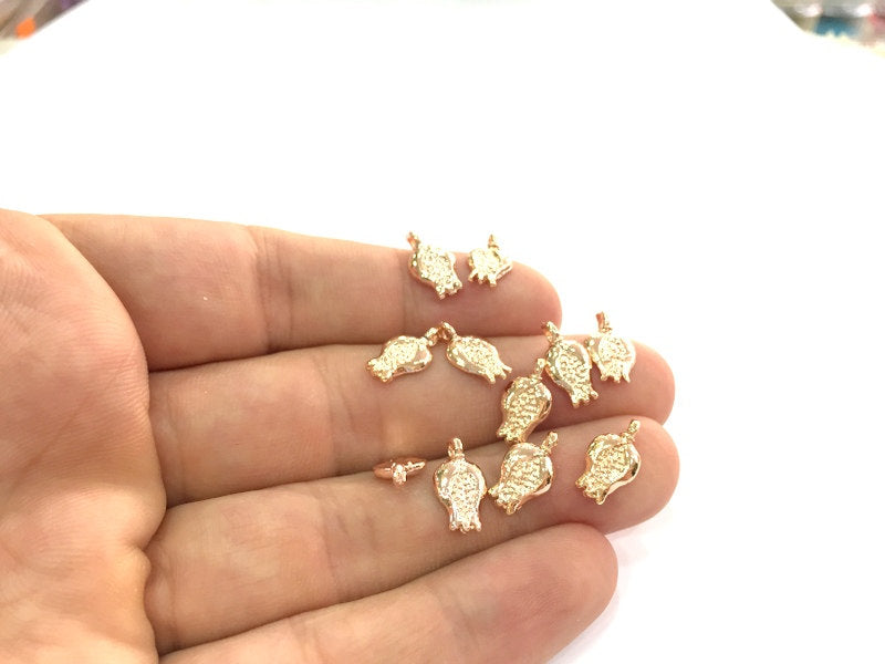 8 Rose Gold Flower Charms , Rose Gold Plated Brass 8 Pcs (15x8 mm)  G4371