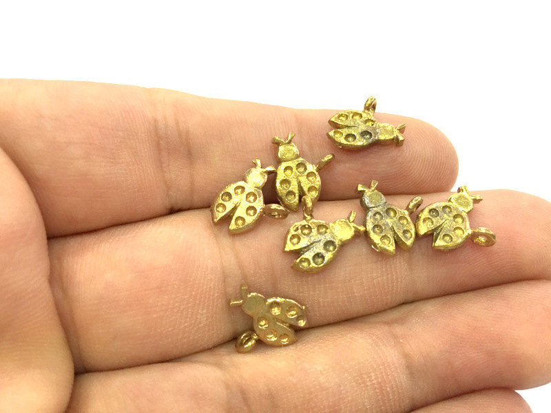 10 Raw Brass Ladybug Charms 12x10 mm G4381