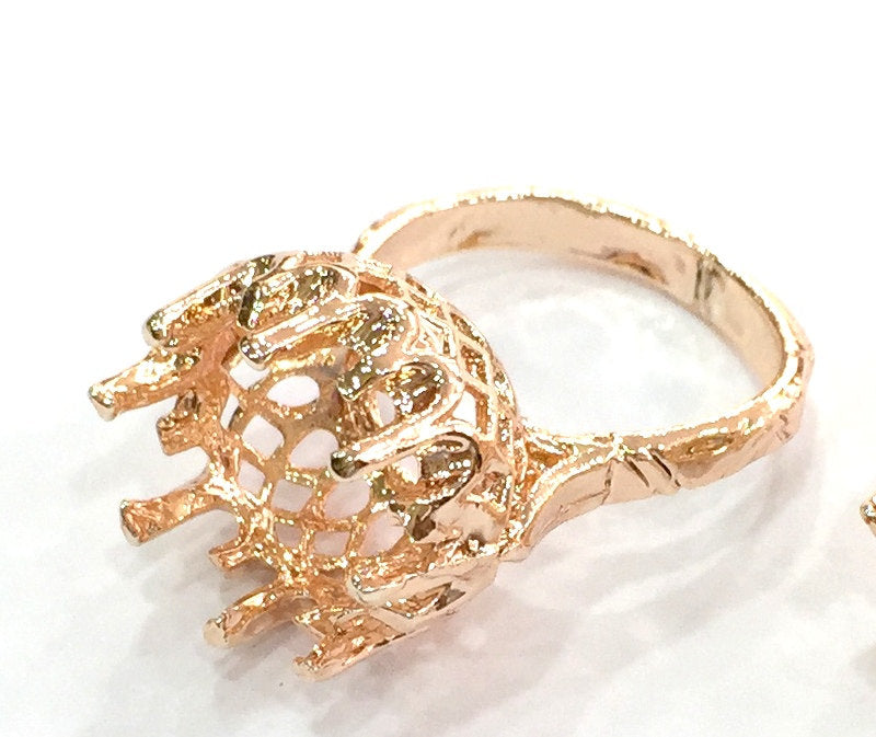 Adjustable Ring Blank, (12 mm blank) Rose Gold Plated Brass G4384