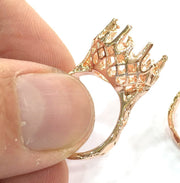 Adjustable Ring Blank, (12 mm blank) Rose Gold Plated Brass G4384