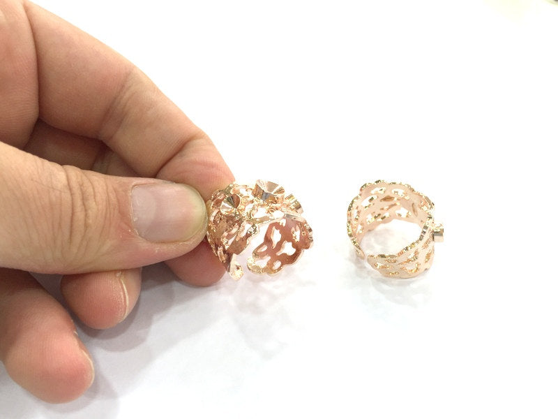 Rose Gold ring base Adjustable Ring Blank, (4mm and 5mm blank) Rose Gold Plated Brass G4387