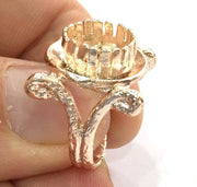 Adjustable Ring Blank, (10 mm blank) Rose Gold Plated Brass G4388