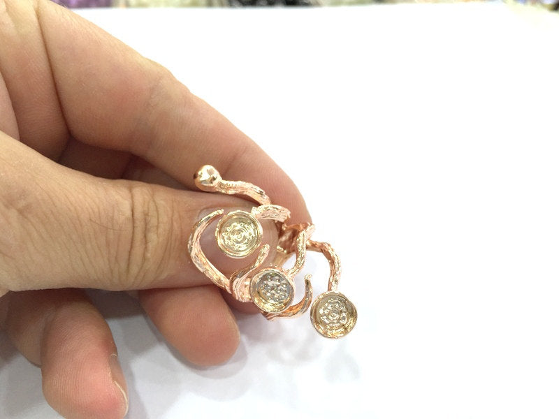 Adjustable Ring Blank, (8 mm blank) Rose Gold Plated Brass G4389