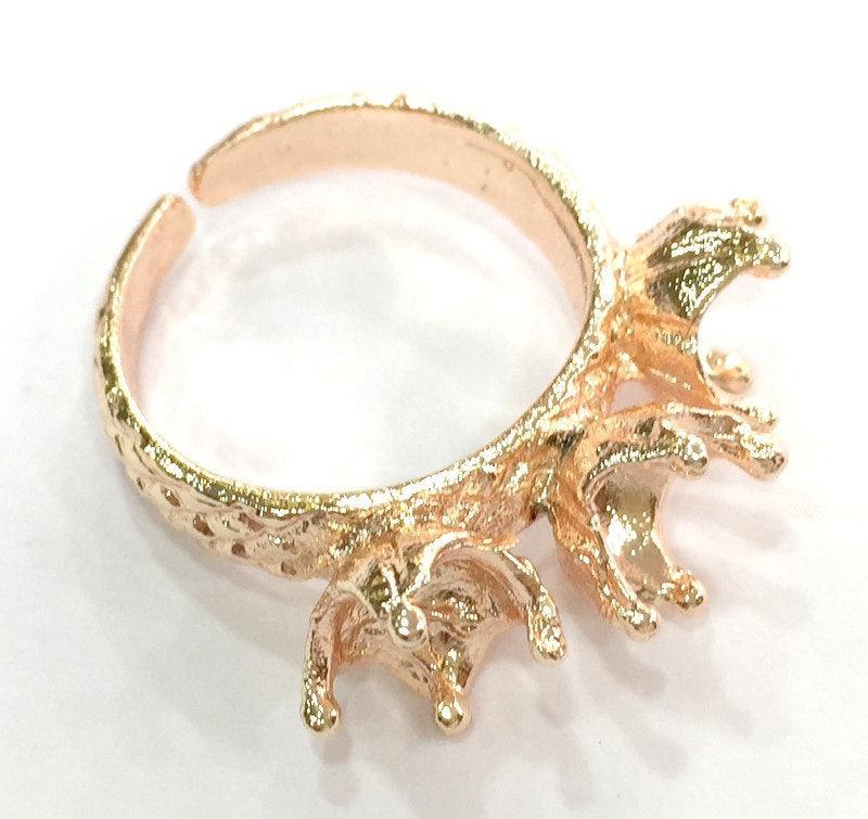 Adjustable Ring Blank, (6 mm blank) Rose Gold Plated Brass G4383