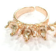 Adjustable Ring Blank, (6 mm blank) Rose Gold Plated Brass G4383