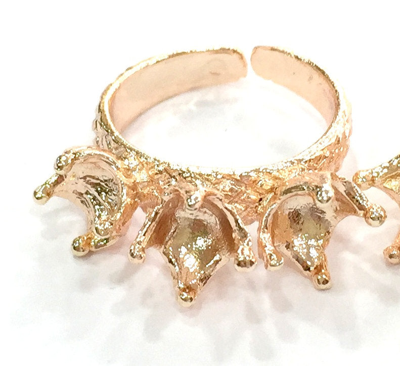 Adjustable Ring Blank, (6 mm blank) Rose Gold Plated Brass G4383