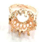 Adjustable Ring Blank, (12 mm blank) Rose Gold Plated Brass G4384