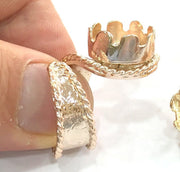 Adjustable Ring Blank, (14 mm blank) Rose Gold Plated Brass G4386