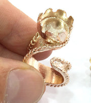 Adjustable Ring Blank, (14 mm blank) Rose Gold Plated Brass G4386