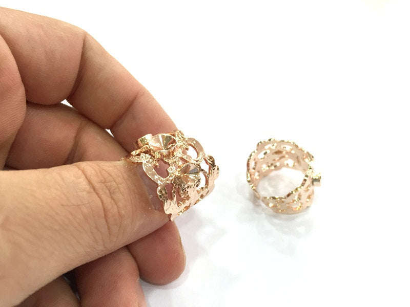 Rose Gold ring base Adjustable Ring Blank, (4mm and 5mm blank) Rose Gold Plated Brass G4387