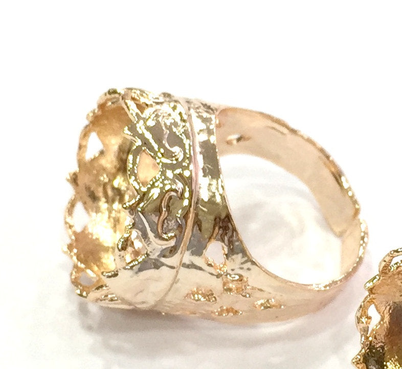 Adjustable Ring Blank, (16 mm blank) Rose Gold Plated Brass G4393