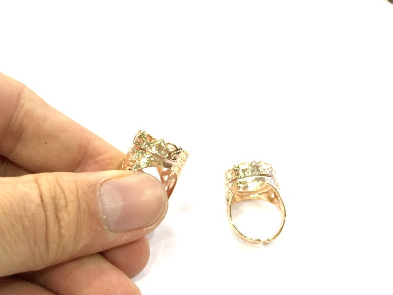 Adjustable Ring Blank, (16 mm blank) Rose Gold Plated Brass G4393