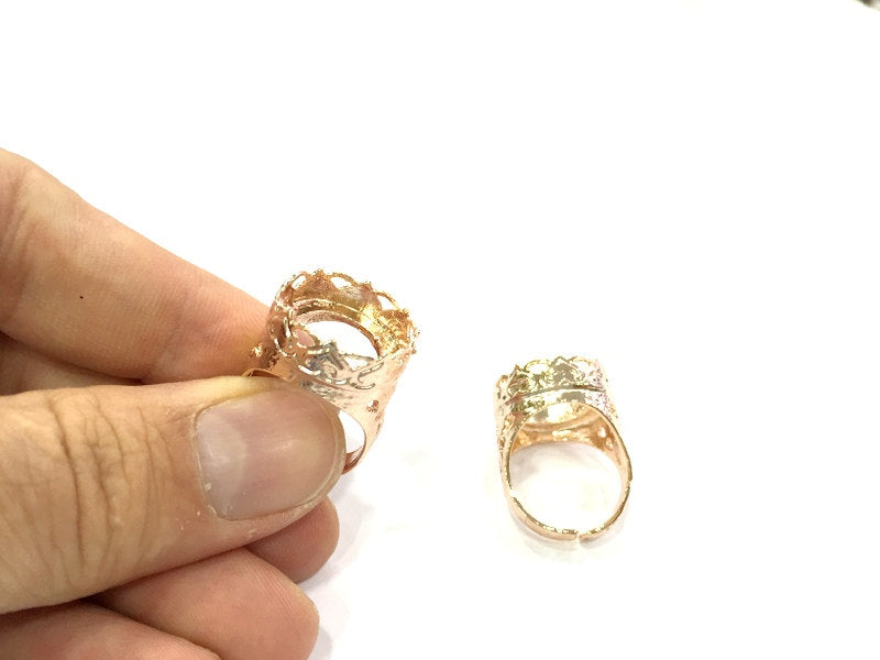 Adjustable Ring Blank, (16 mm blank) Rose Gold Plated Brass G4393