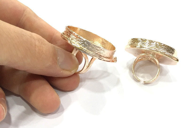 Adjustable Ring Blank, (30 mm blank) Rose Gold Plated Brass G4394