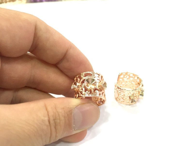 Adjustable Ring Blank, (4mm and 5mm blank) Rose Gold Plated Brass G4396