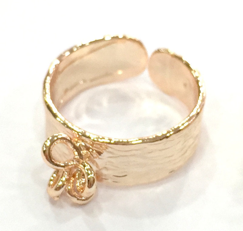 Adjustable Ring Blank Setting,  Rose Gold Plated Brass G4398