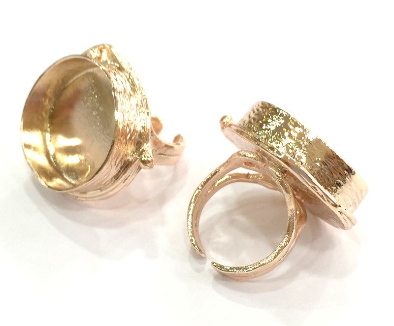 Adjustable Ring Blank, (25 mm blank) Rose Gold Plated Brass G4399