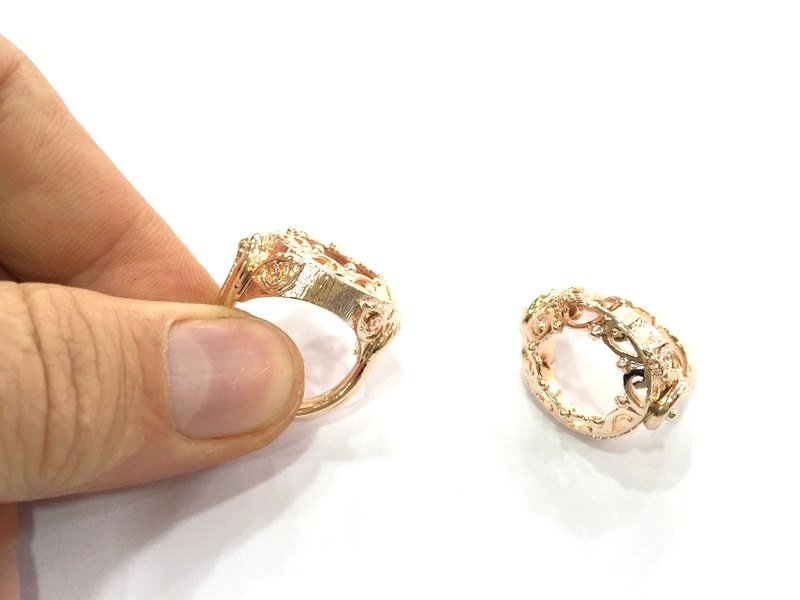 Adjustable Ring Blank, (18 mm blank) Rose Gold Plated Brass G4400