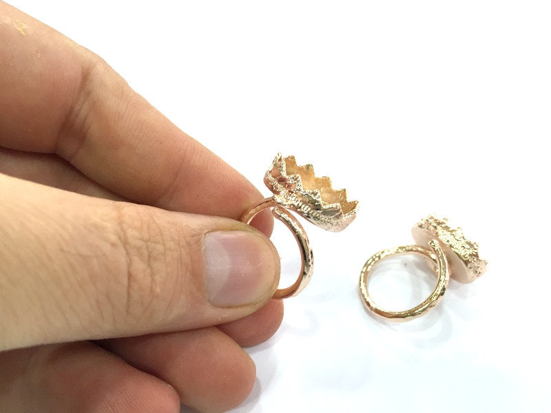 Rose Gold ring base Adjustable Ring Blank, (18x13 mm blank) Rose Gold Plated Brass G4401