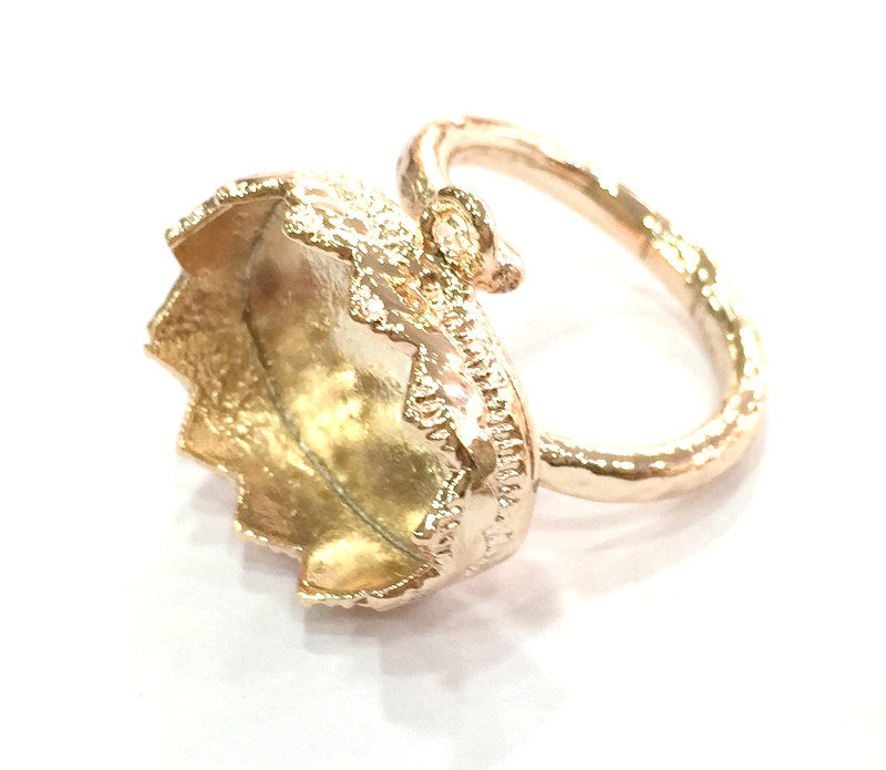 Rose Gold ring base Adjustable Ring Blank, (18x13 mm blank) Rose Gold Plated Brass G4401