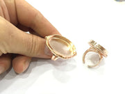 Adjustable Ring Blank, (30x22 mm blank) Rose Gold Plated Brass G4405