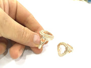 Adjustable Ring Blank, (18x13 mm drop blank) Rose Gold Plated Brass G4406