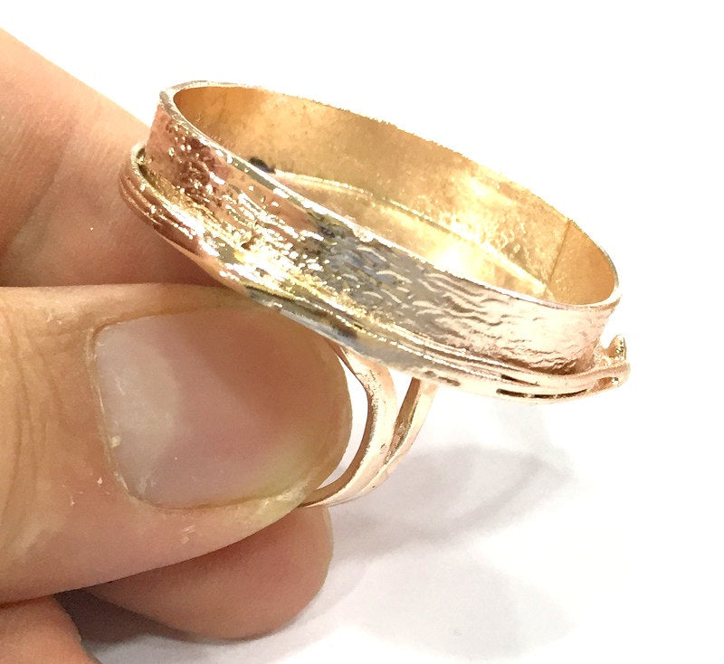 Adjustable Ring Blank, (30 mm blank) Rose Gold Plated Brass G4394