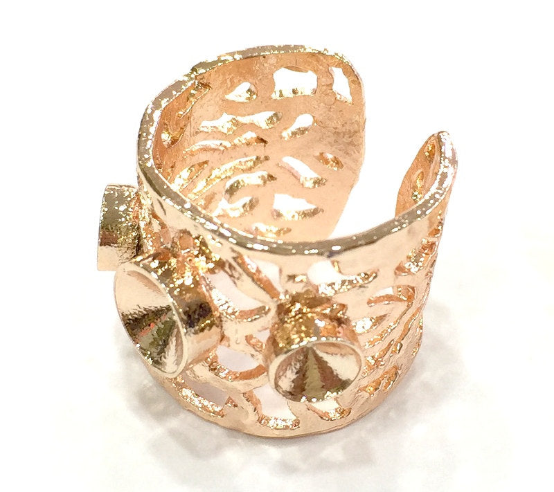 Adjustable Ring Blank, (4mm and 5mm blank) Rose Gold Plated Brass G4396