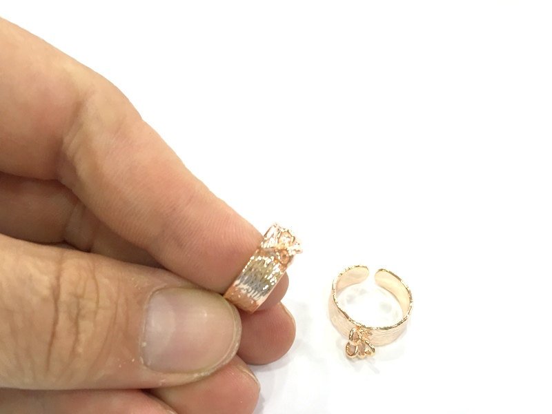 Adjustable Ring Blank Setting,  Rose Gold Plated Brass G4398