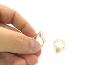 Adjustable Ring Blank Setting,  Rose Gold Plated Brass G4398