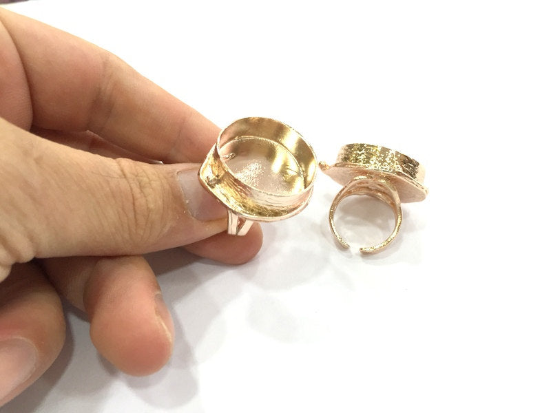 Adjustable Ring Blank, (25 mm blank) Rose Gold Plated Brass G4399