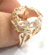 Adjustable Ring Blank, (18 mm blank) Rose Gold Plated Brass G4400
