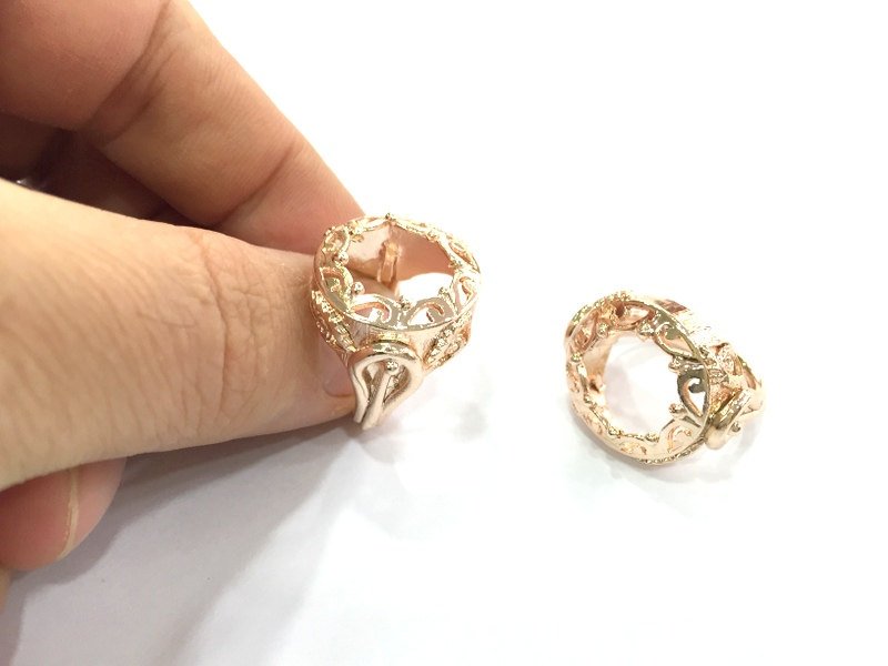 Adjustable Ring Blank, (18 mm blank) Rose Gold Plated Brass G4400