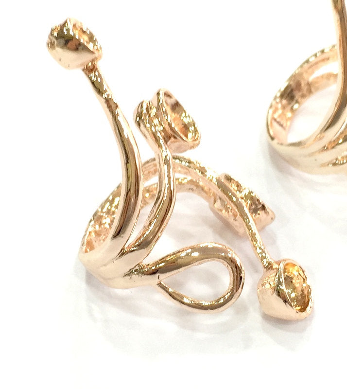 Adjustable Ring Blank, (4,6,7,8 mm blank) Rose Gold Plated Brass G4402