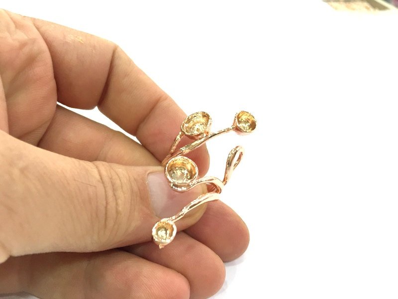 Adjustable Ring Blank, (4,6,7,8 mm blank) Rose Gold Plated Brass G4402