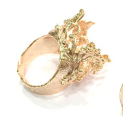 Rose Gold Ring Blank Ring Settings Ring Bezel Base Cabochon Mountings Adjustable  (16mm blank) Rose Gold Plated Brass G4404