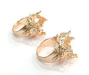 Rose Gold Ring Blank Ring Settings Ring Bezel Base Cabochon Mountings Adjustable  (16mm blank) Rose Gold Plated Brass G4404