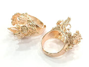 Rose Gold Ring Blank Ring Settings Ring Bezel Base Cabochon Mountings Adjustable  (16mm blank) Rose Gold Plated Brass G4404