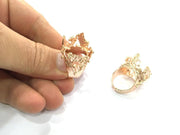 Rose Gold Ring Blank Ring Settings Ring Bezel Base Cabochon Mountings Adjustable  (16mm blank) Rose Gold Plated Brass G4404