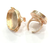 Adjustable Ring Blank, (30x22 mm blank) Rose Gold Plated Brass G4405
